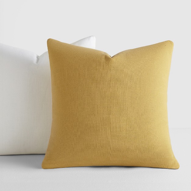 2 pack Cotton Slub Solid Throw Pillows And Pillow Inserts Set mustard amp White Becky Cameron Mustard White