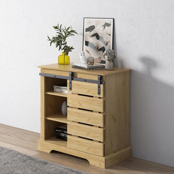 Buffet sideboard with sliding barn door