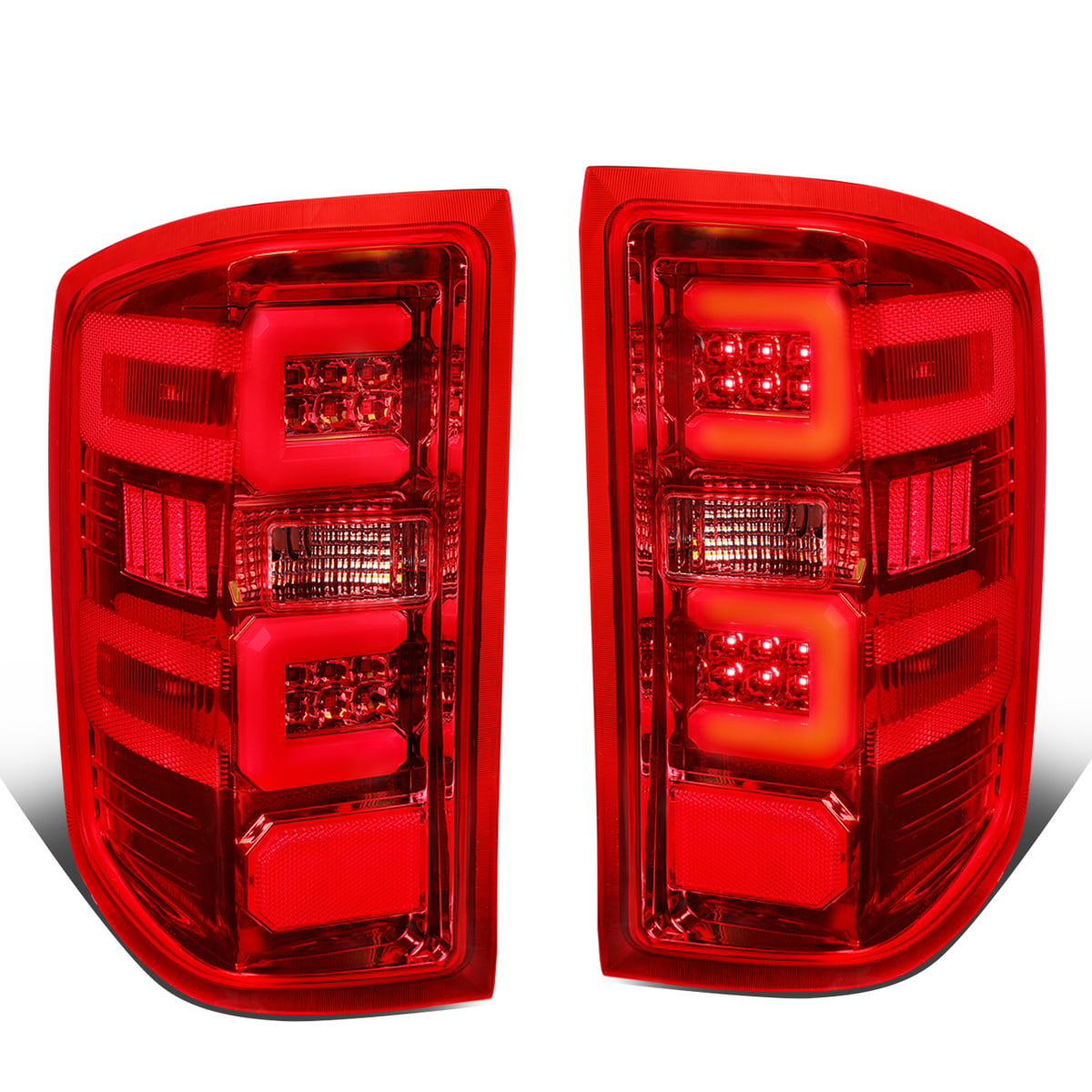 DNA Motoring TL-CSIL15-LED-3D-CH-RD For 2014-2019 Chevy Silverado / GMC Sierra 1500 2500 3500 HD 3D LED Light Bar Tail Lights ( Chrome Housing Red lens )