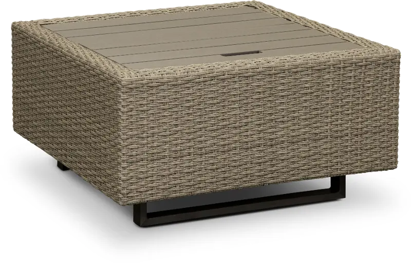 Vale Taupe Woven Patio Coffee Table with Ice Bucket