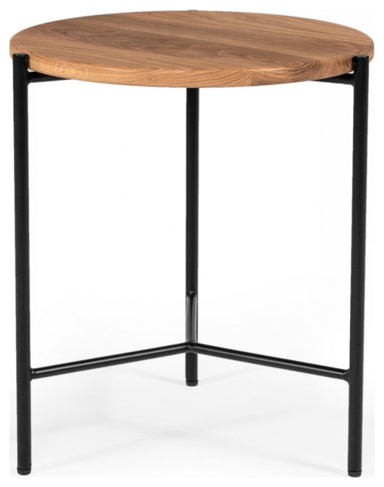 Nils Industrial Oak and Black Iron End Table   Transitional   Side Tables And End Tables   by Rustic Home Furniture Deco  Houzz