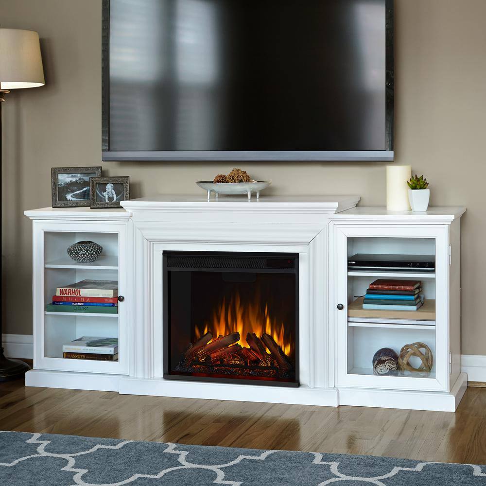 Real Flame Frederick 72 in. Freestanding Electric Fireplace TV Stand Entertainment Center in White 7740E-W