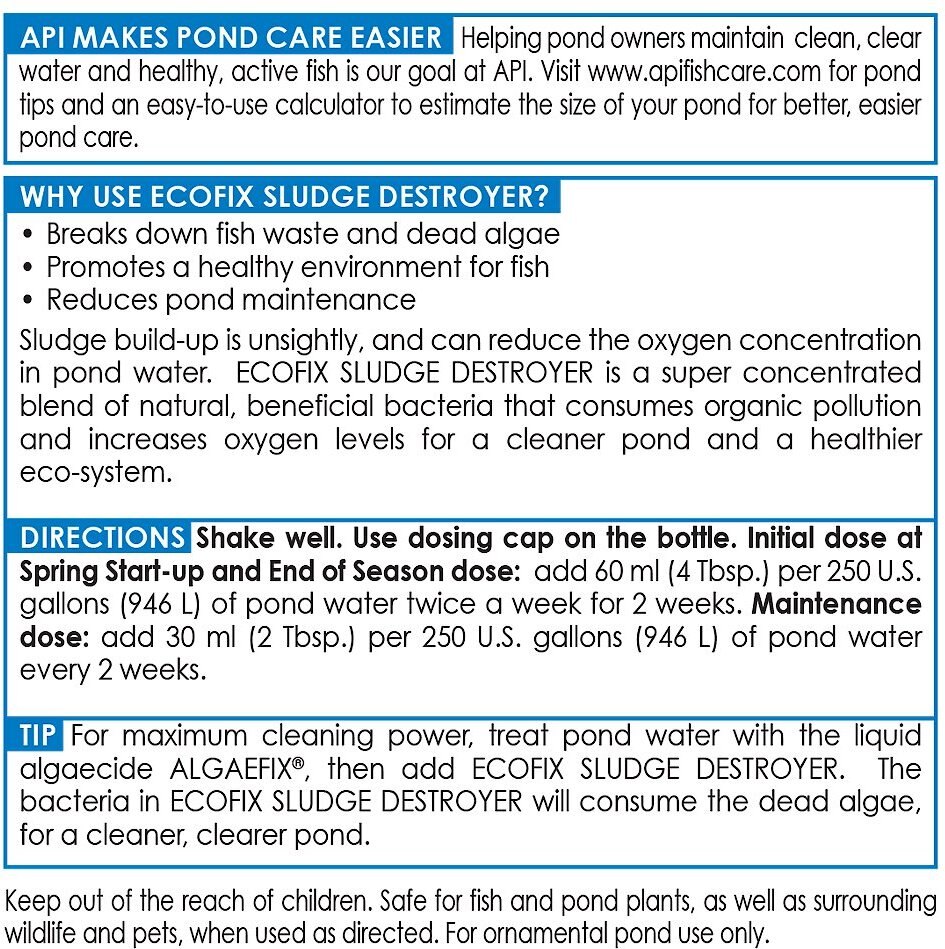 API Pond Ecofix Sludge Destroyer Pond Water Clarifier and Sludge Remover