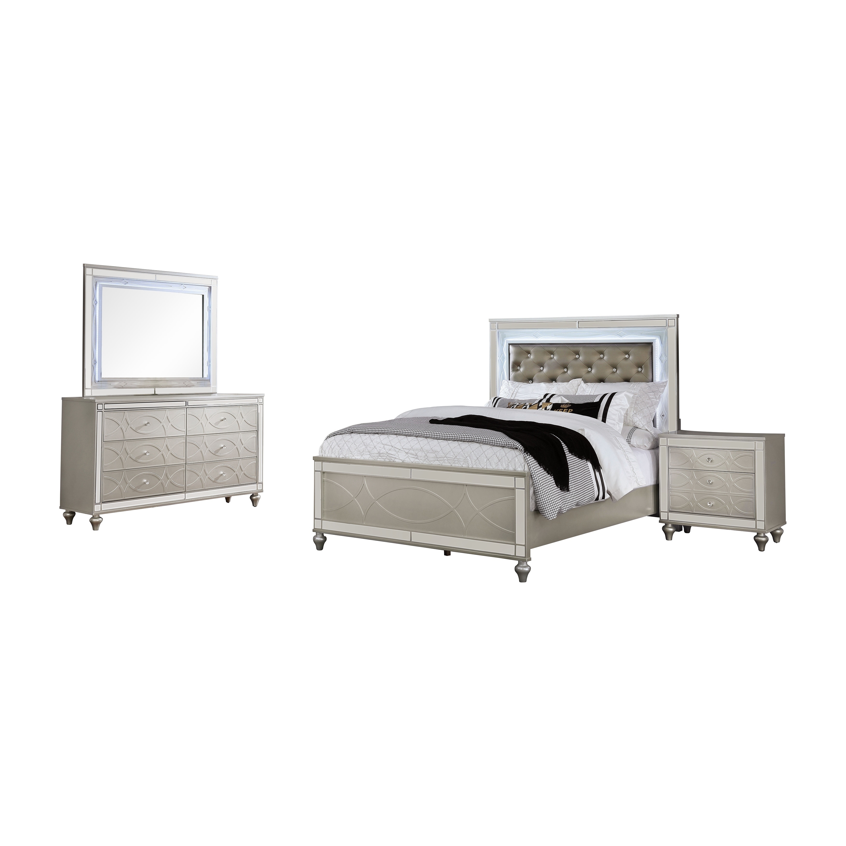 Furniture of America Briscoe 3-piece Bed with Nightstand and Dresser - - 30374662