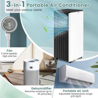 Gymax 8000 BTU ASHRAE Portable Air Conditioner 3-in-1 AC Unit with Cool Dehumidifier Fan Sleep Mode GYM11466