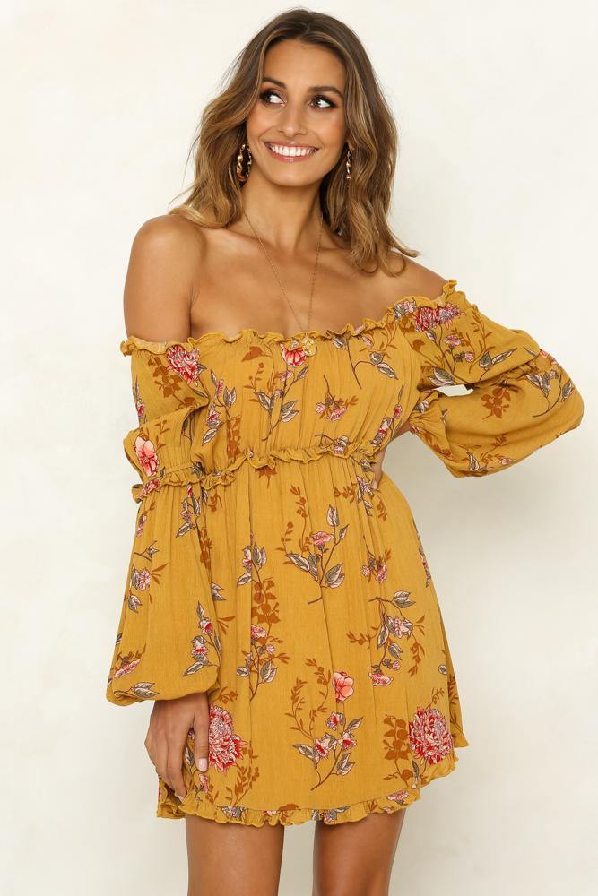 Losing Touch Dress Mustard