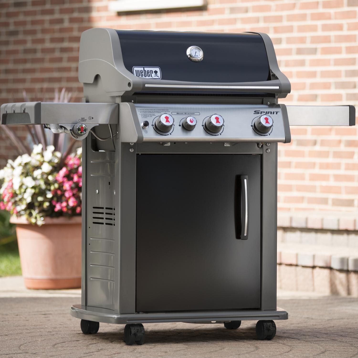 Weber Spirit E-330 Freestanding Propane Gas Grill With Sear Burner and Side Burner