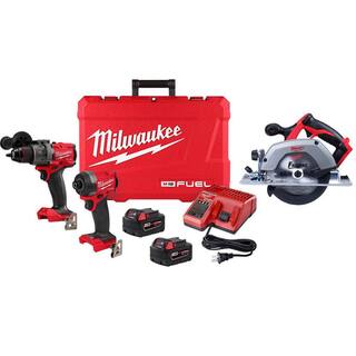 MW M18 FUEL 18-V Lithium-Ion Brushless Cordless Hammer Drill and Impact Driver Combo Kit (2-Tool) w6-12 in. Circular Saw 3697-22-2630-20