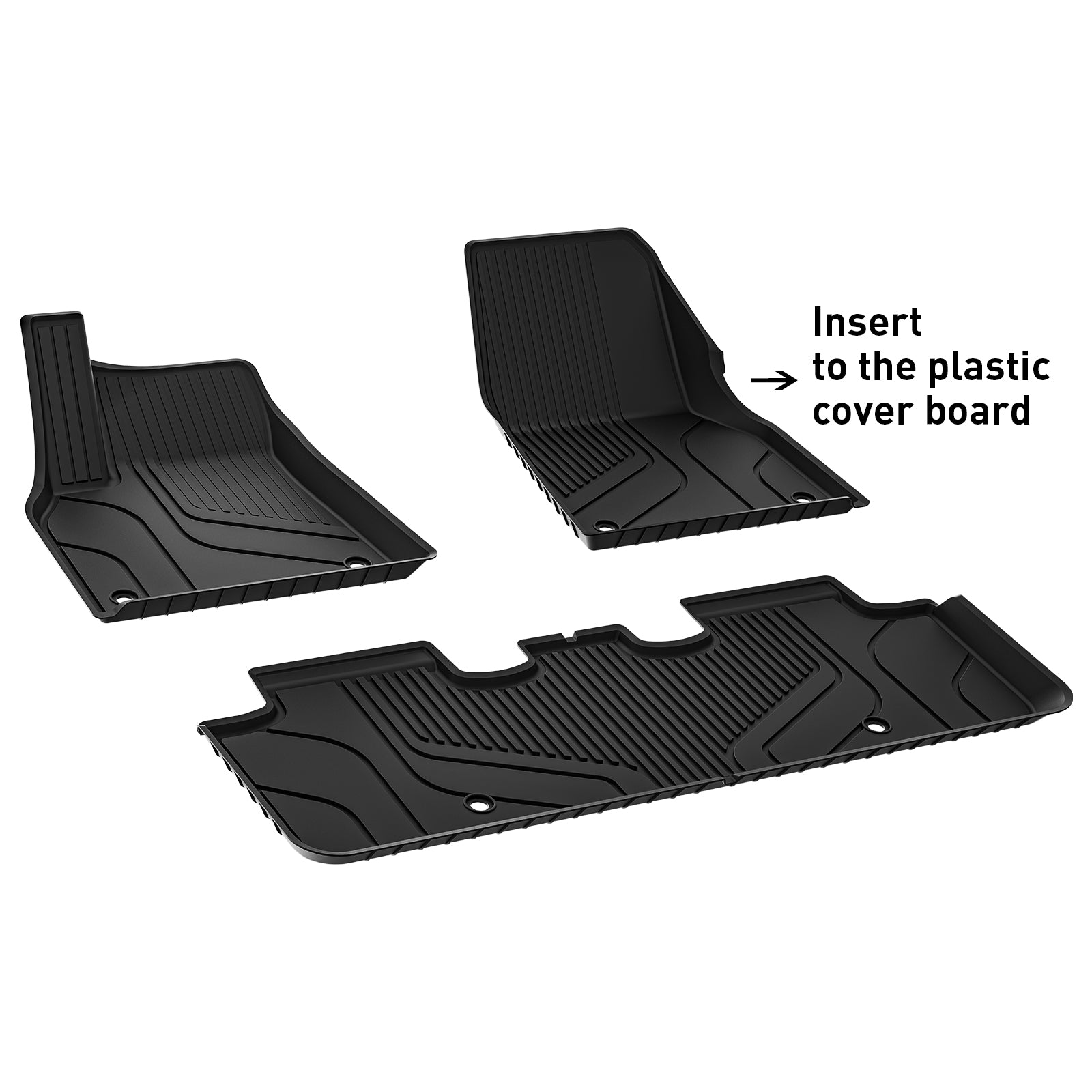 3W Floor Mats Fit for Tesla Model Y 2020-2023 TPE All Weather Custom Fit Floor Liner for 1st， 2nd Row 2020-2023 Tesla Model Y， Black