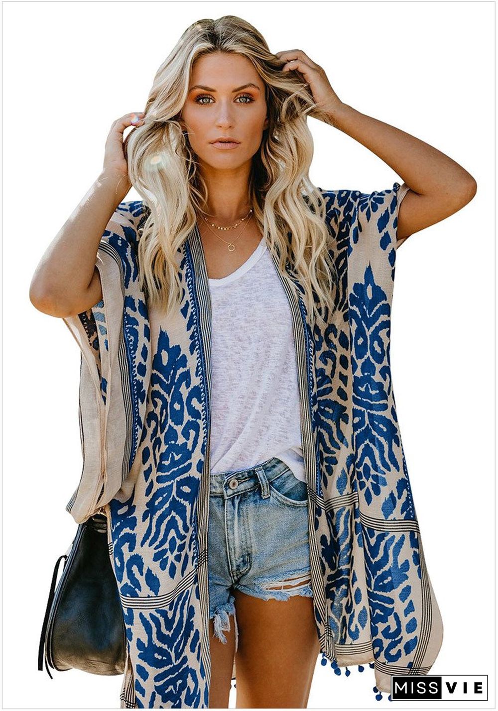 Fashion Kimono Tassel Beach Cover Up