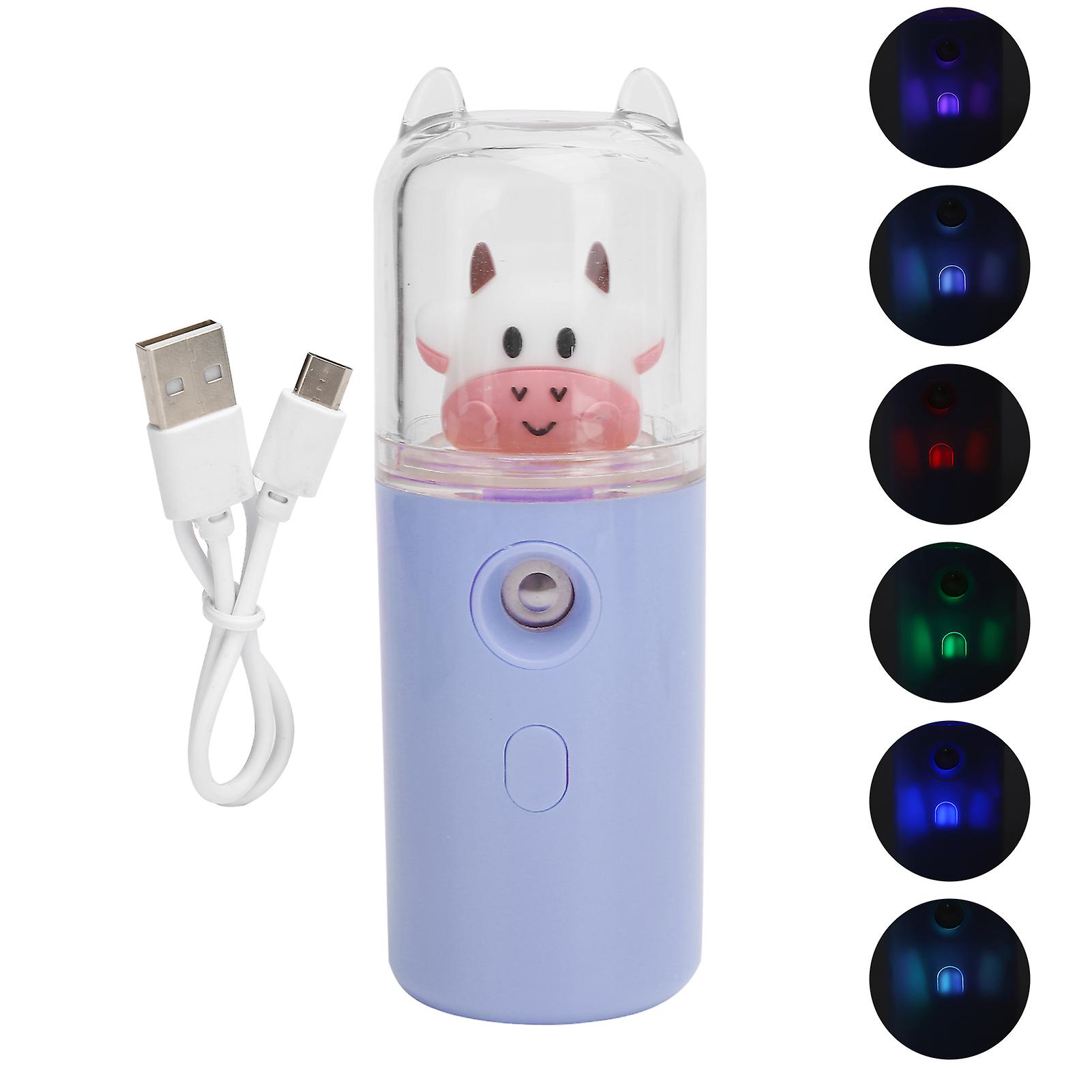 Portable Nano Facial Mister Moisturizing Handy Cool Mist Sprayer With Color Light Functionpurple