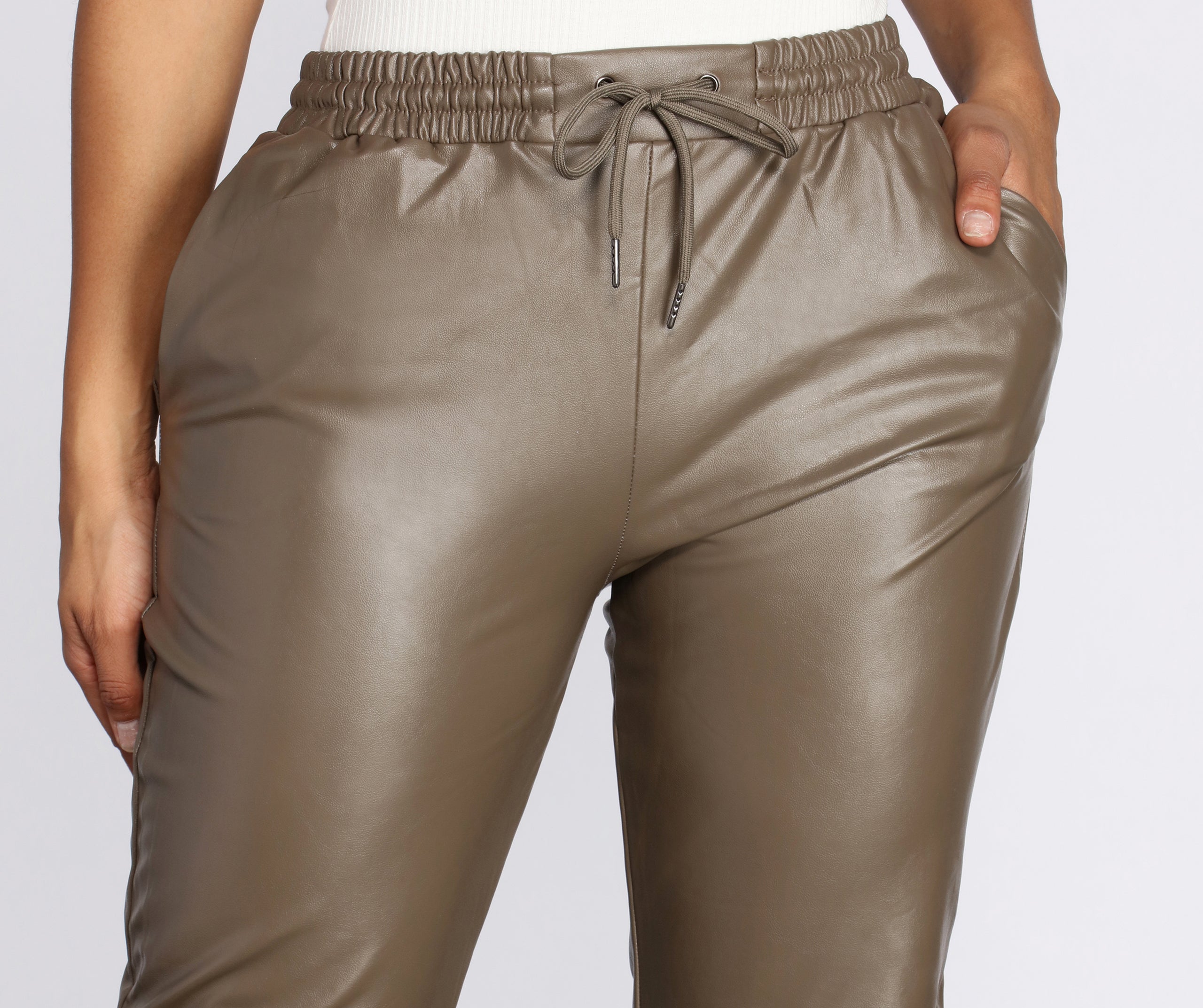 Sleek And Sporty Faux Leather Joggers