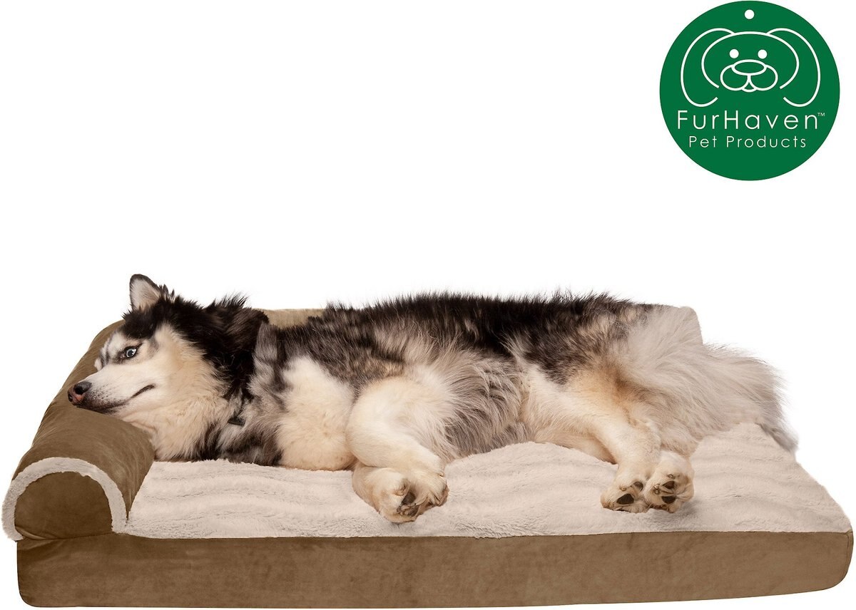 FurHaven Wave Fur and Velvet Orthopedic Deluxe Chaise Dog and Cat Bed