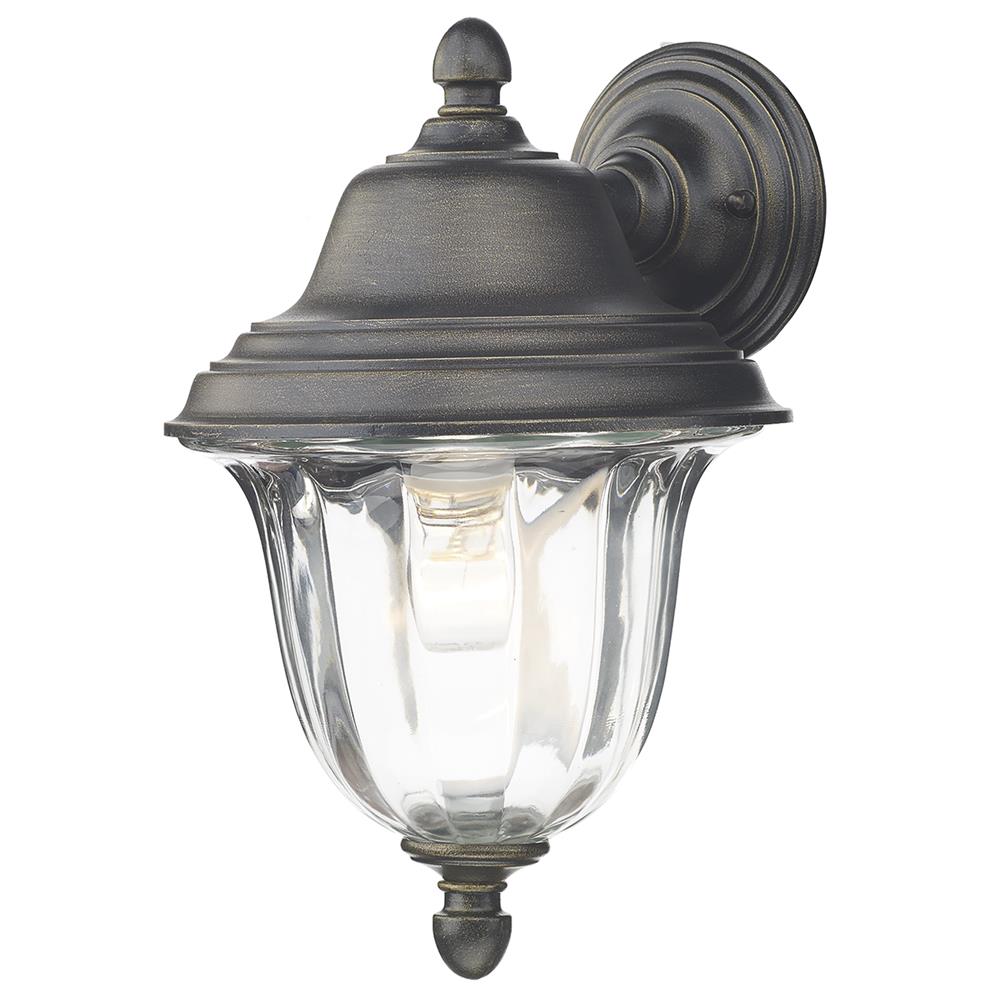 DAR ALD1635 Aldgate Black Gold Outdoor Down Lantern Wall Light