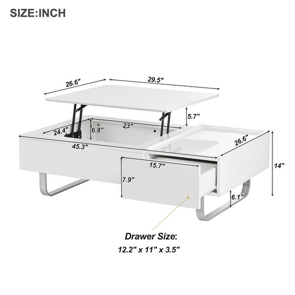 Multifunctional Coffee Table with Lifted Tabletop， High-gloss Surface Sofa Table for Living Room