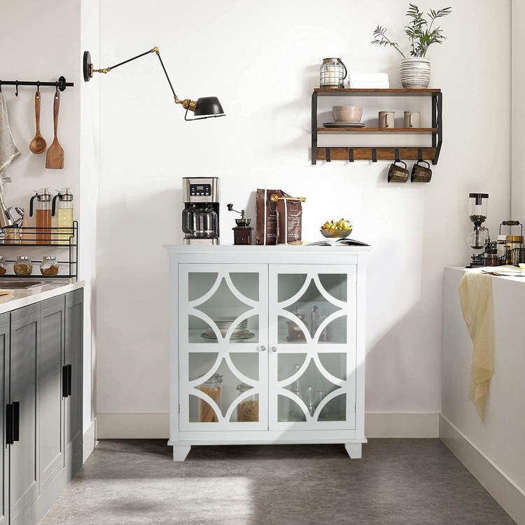 Kitchen Buffet Sideboard with Glass Doors and Adjustable Shelf   36\