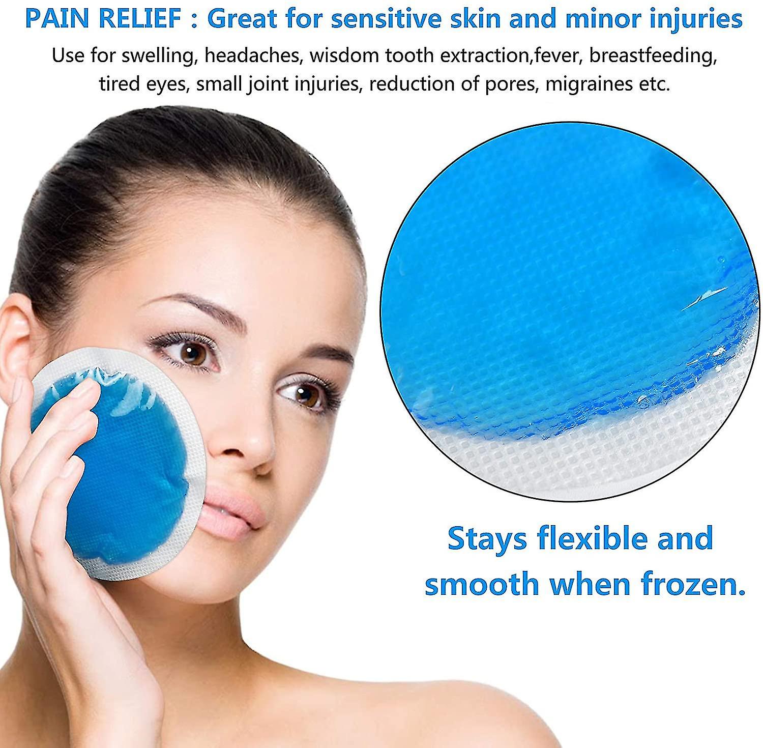 Round Reusable Gel Ice Pack 10packs With Cloth Backing， Wisdom Teeth， Breastfeeding， Reduce Sinus Pain， Swelling