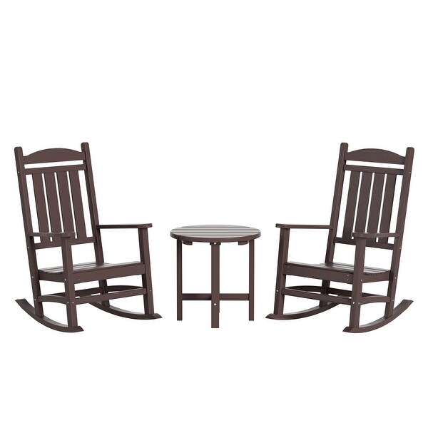 Polytrends Laguna Hdpe All Weather Outdoor Patio Rocking Chairs With Side Table (3Piece Set)