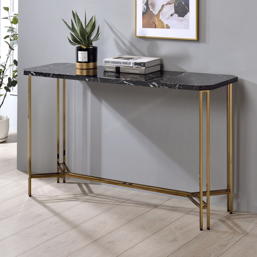 Steve Silver Daxton Black Faux Marble Sofa Table   Contemporary   Console Tables   by Steve Silver  Houzz