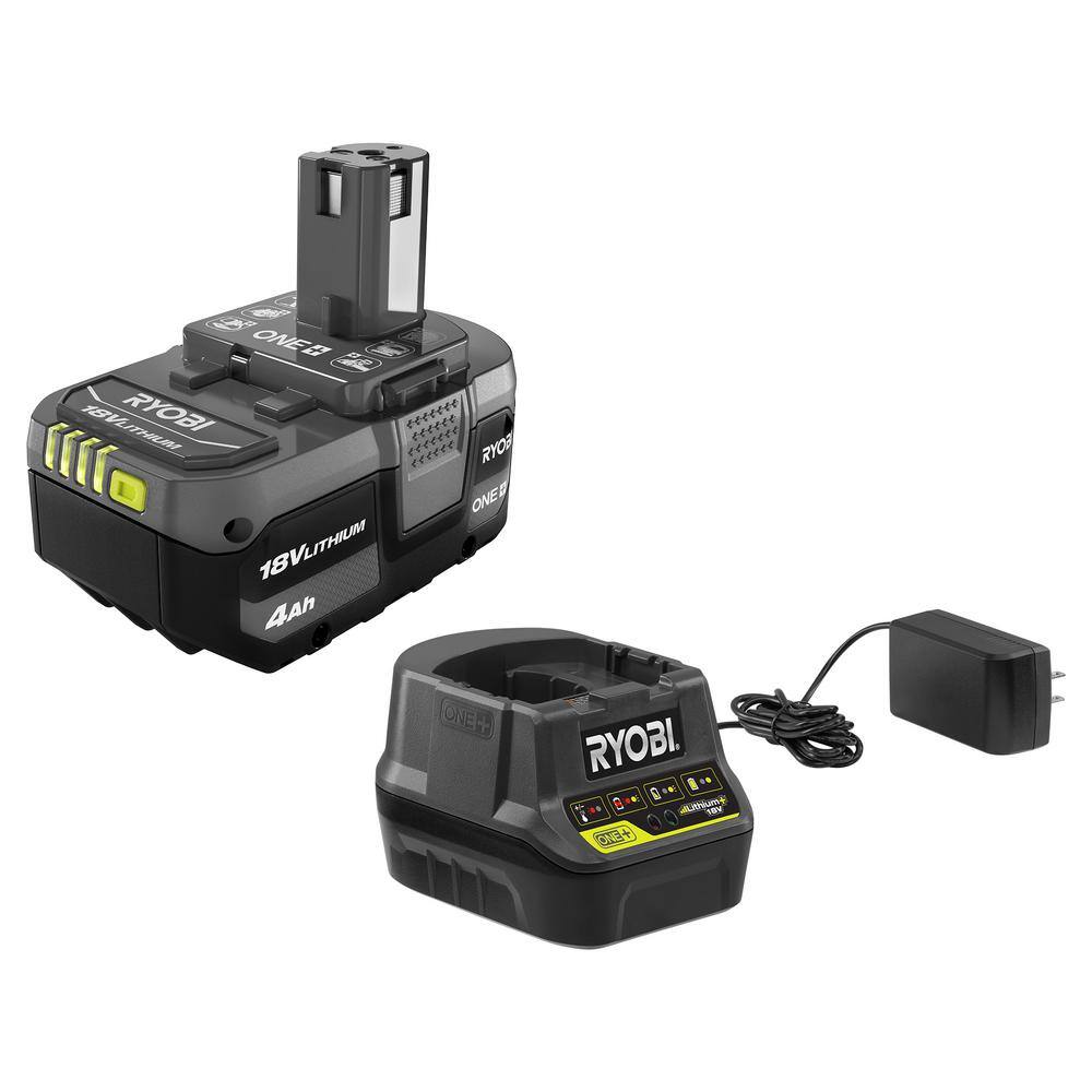 RYOBI ONE+ 18V Cordless String TrimmerEdger and Blower with Extra 3-Pack of Spools 4.0 Ah Battery and Charger P2035-AC