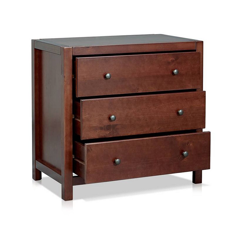 MUSEHOMEINC Rustic Solid Wood 3 Drawer Storage Dresser Nightstand， Espresso