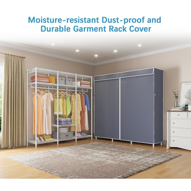 Vipek V30c Garment Rack Heavy Duty Portable Closet With Cover Clothes Racks Wardrobe Closet White Metal Closet Rack With Cover