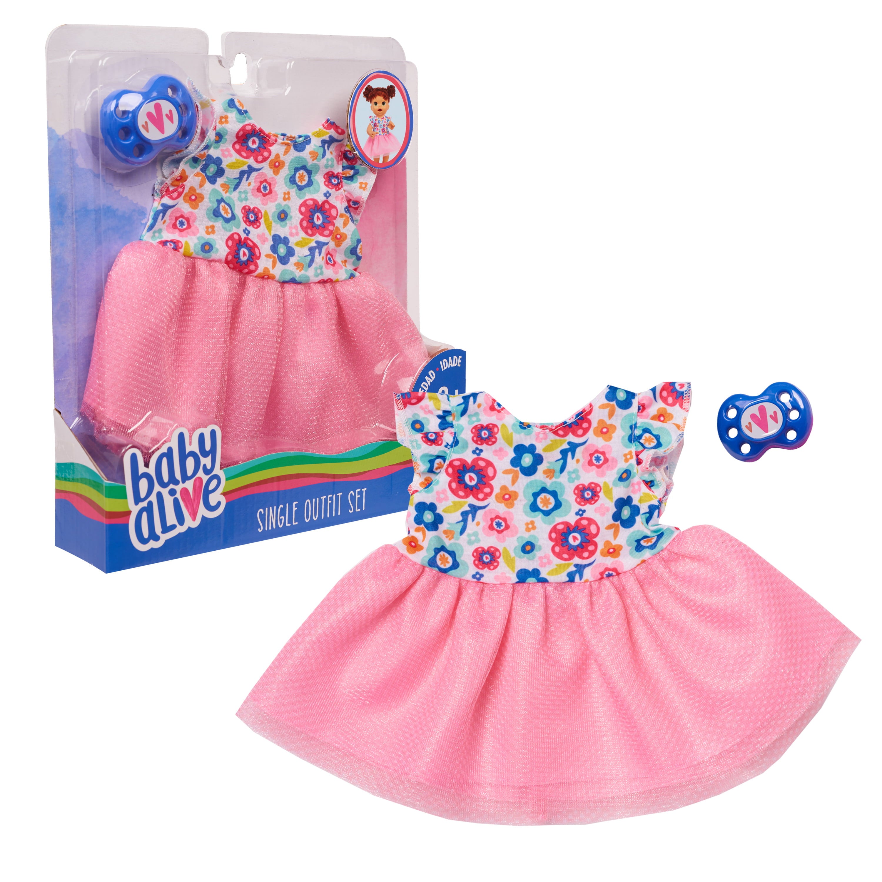 Baby Alive Single Outfit Set， Floral Dress，  Kids Toys for Ages 3 Up， Gifts and Presents