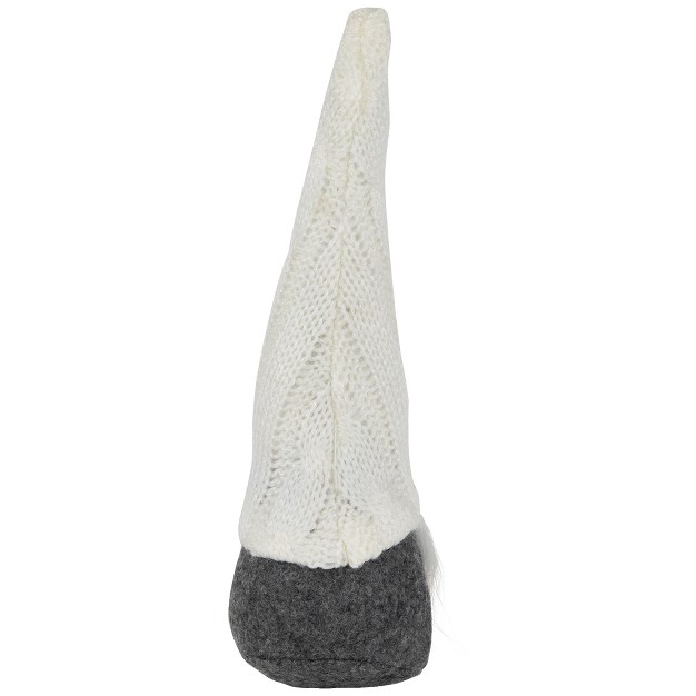 Gray And White Gnome With Cable Knit Hat Christmas Decoration