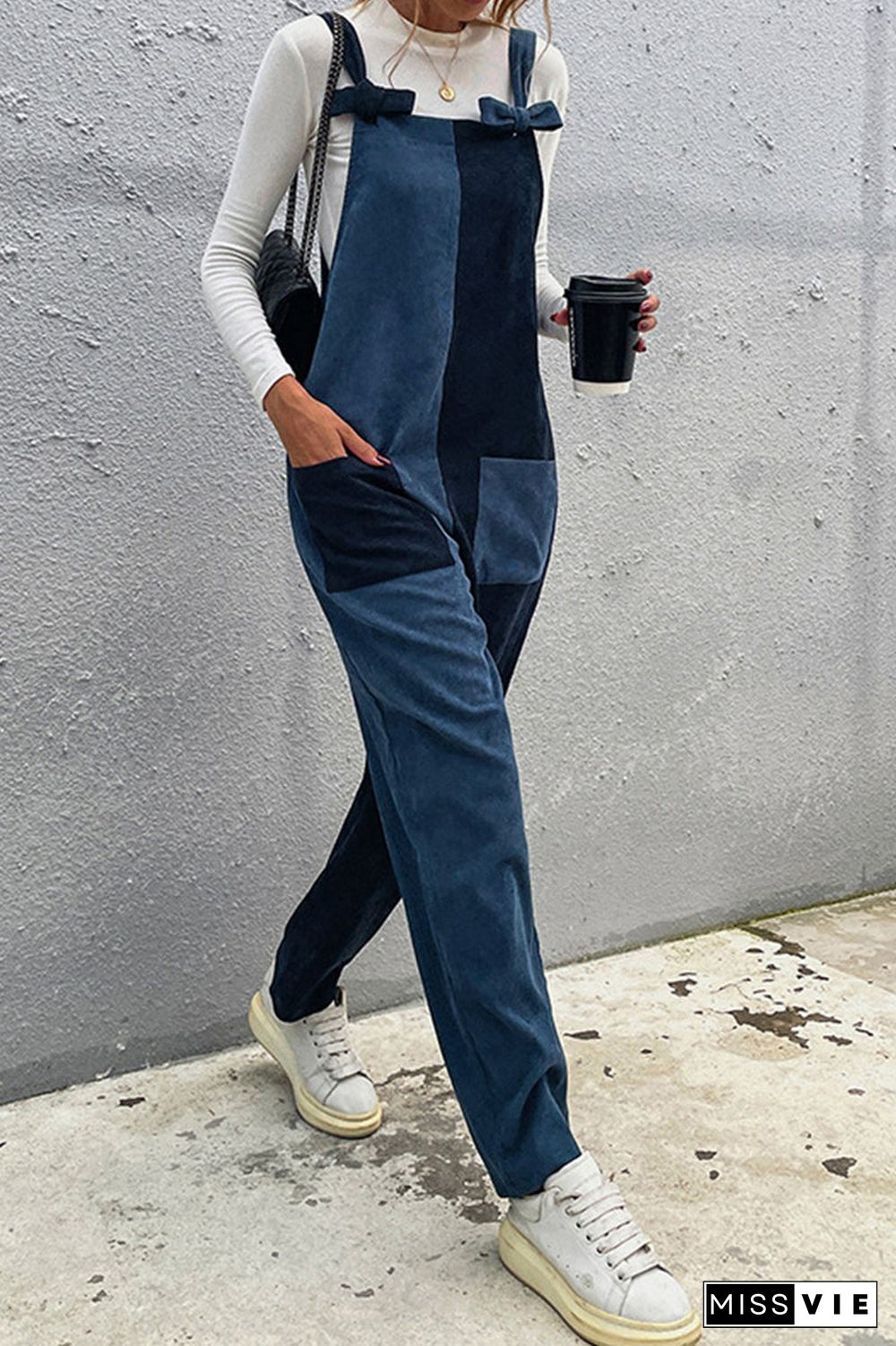 Casual Color Block Contrast Loose Jumpsuits