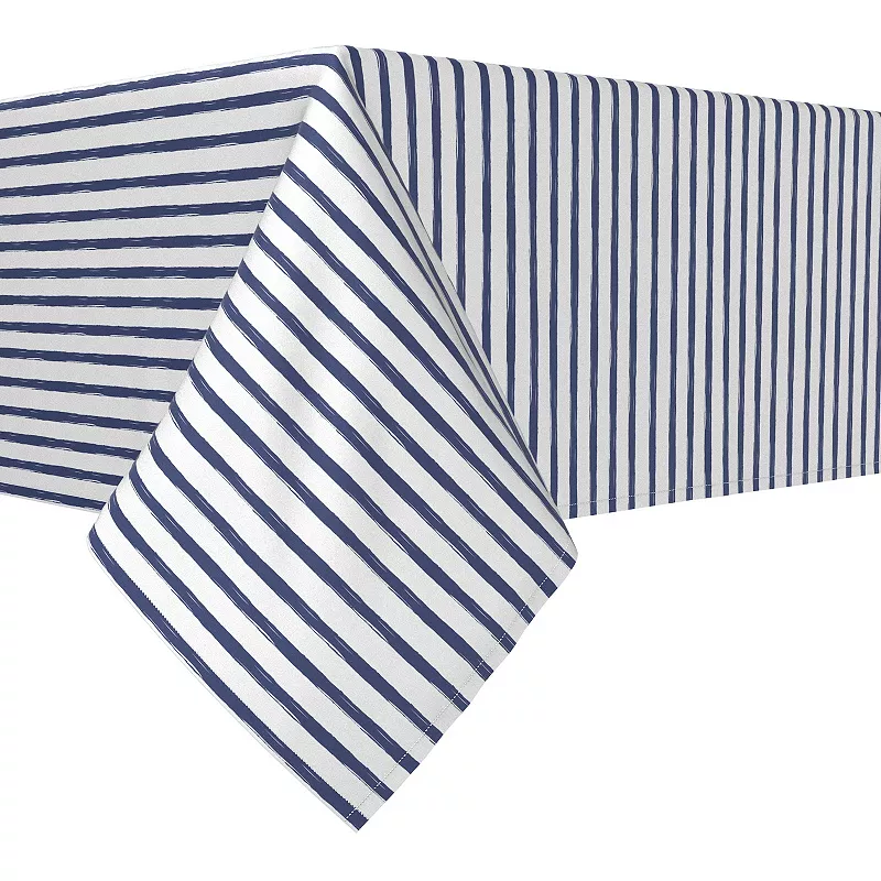 Square Tablecloth， 100% Polyester， 60x60， Navy brush Stroke Stripe