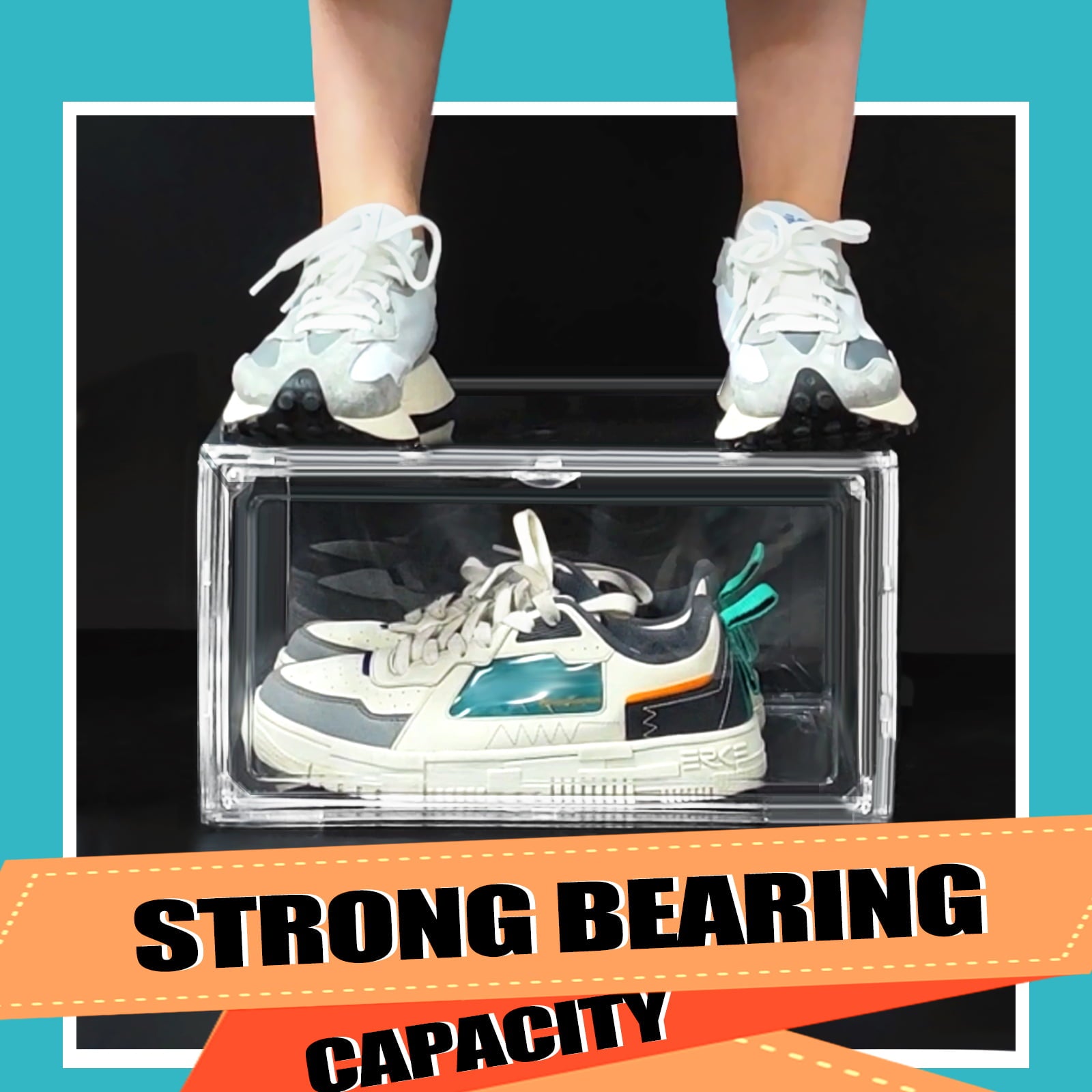 Sneaker Storage Boxes Clear Sneaker Box Transparent Sneaker Box Clear Plastic Stackable Boot Box Clear Sneaker Box with Lids 1Pack