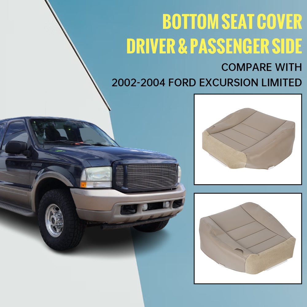 Kojem Driver andPassenger Side Bottom Seat Cover Synthetic Leather Tan Compatible with 2002 2003 2004 Ford Excursion Limited