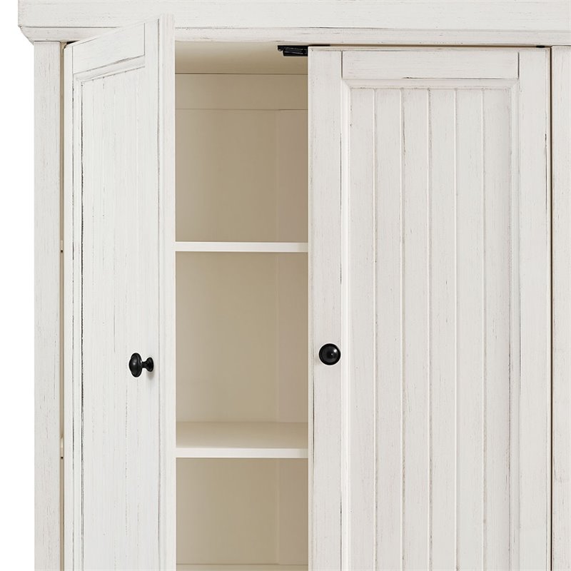 Crosley Furniture Seaside 72'' Kitchen Pantry Distressed White Finish