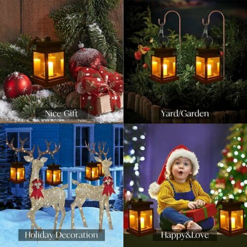 [4-Piece] EpicGadget Outdoor Hanging Solar Lights Waterproof LED Lamp Flickering Flameless Candles Lights Decorative Lantern Lighting for Garden， Backyard， Lawn， Patio， Table， Pathway Decorations