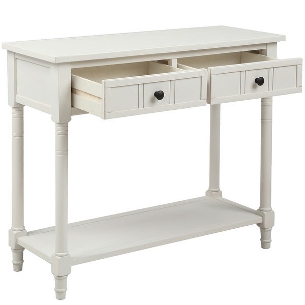 Console Table Traditional Design with Two Drawers and Bottom Shelf