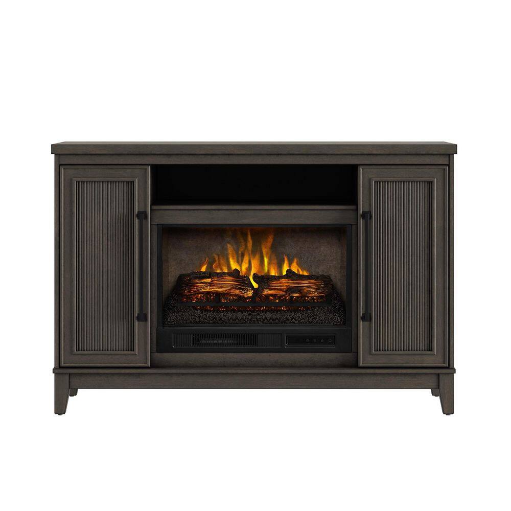 SCOTT LIVING BLAINE 54 in. Freestanding Media Console Wooden Electric Fireplace in Dark Brown Birch HDSLFP54W-5A