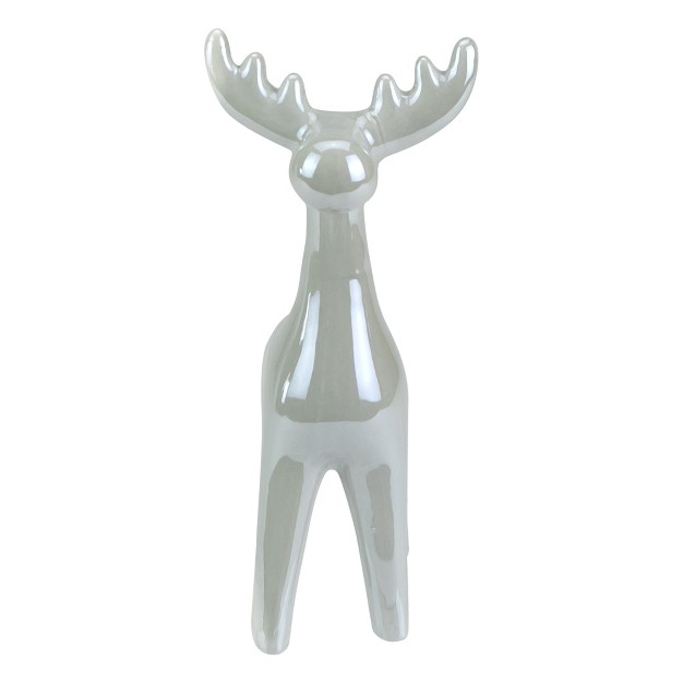 Gray Ceramic Reindeer Christmas Figure