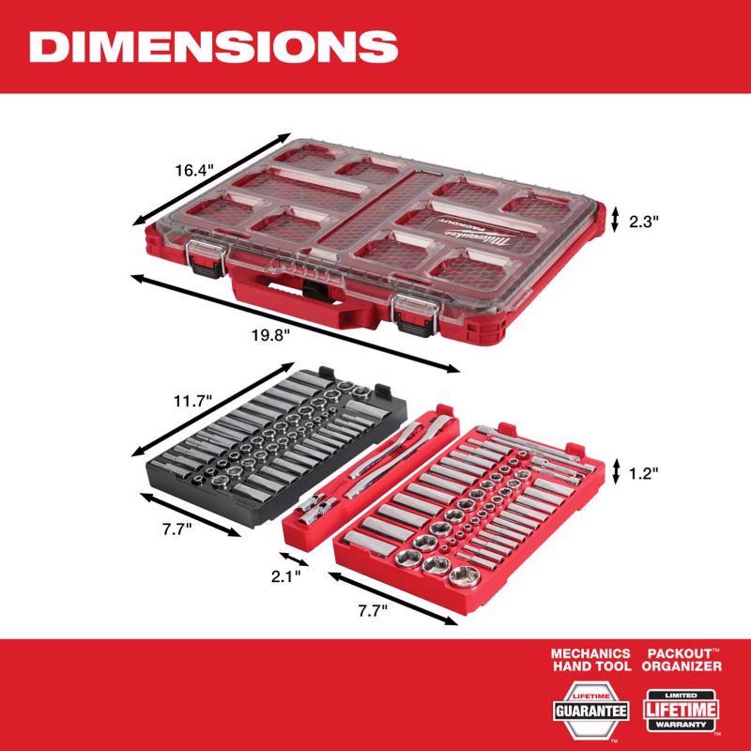 MW PACKOUT 1/4 and 3/8 in. drive Metric and SAE 106 Piece Mechanics Ratchet and Socket Set 90