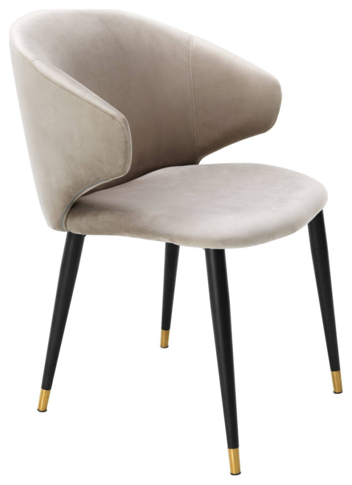 Beige Velvet Dining Armchair  Eichholtz Volante   Midcentury   Dining Chairs   by Oroa   Distinctive Furniture  Houzz