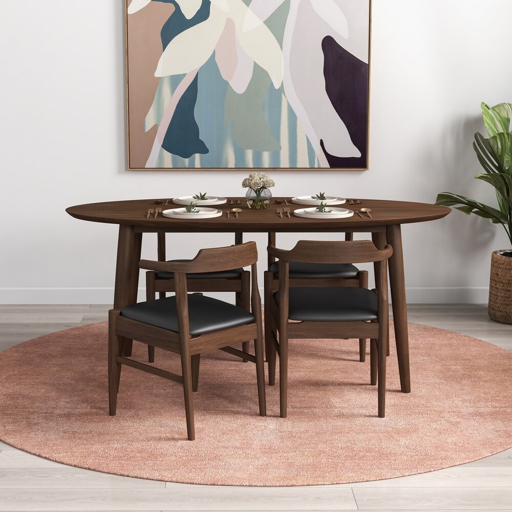 Rexus Modern Solid Wood Oval Dining Table and Chair Set Dining Room Furniture Set