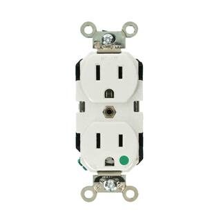 Leviton 15 Amp Hospital Grade Extra Heavy Duty Self Grounding Duplex Outlet White 8200-W