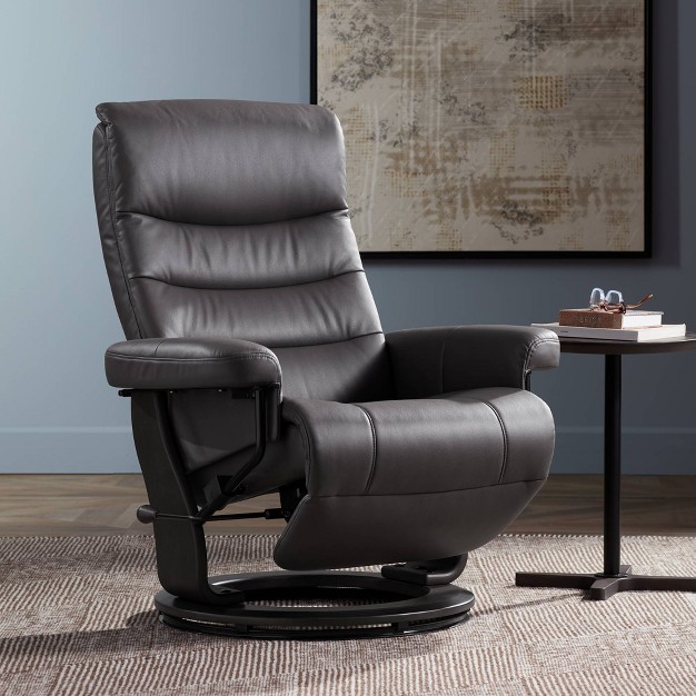 Peregrine Charcoal Faux Leather Flip Up Swivel Recliner