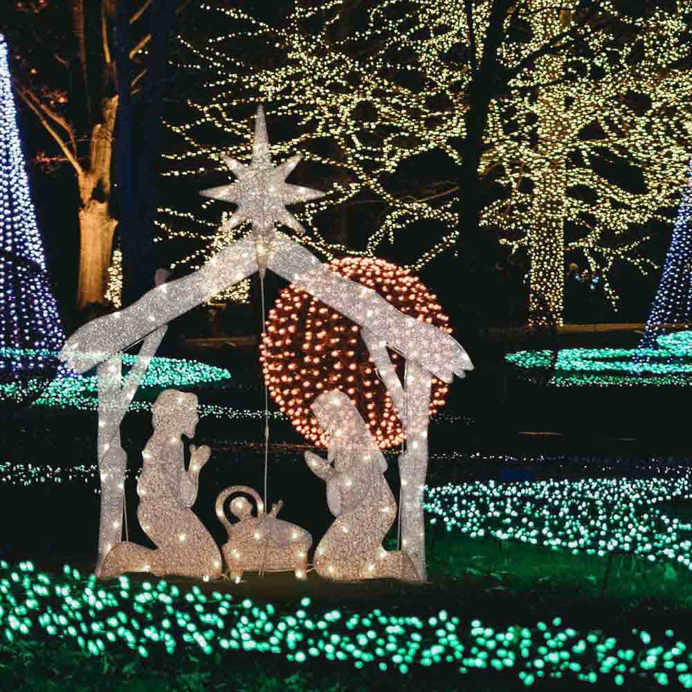 Yescom Pre-Lit Nativity Scene Xmas Decoration Holy Family 4ft 80 LEDs