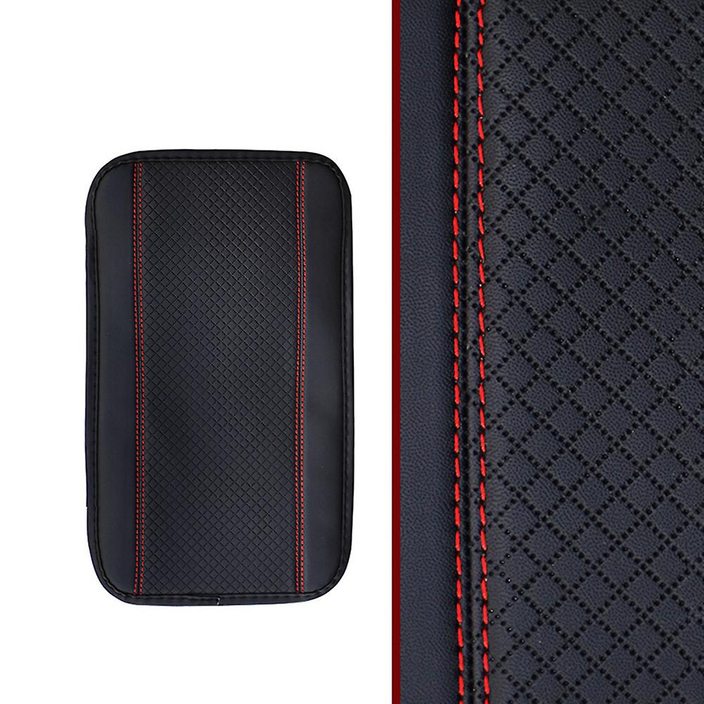 Car Armrest Box Pad Fashion Leather Central Console Armrest Pad Non-slip Protection Mat Car Universal Accessories Black Red