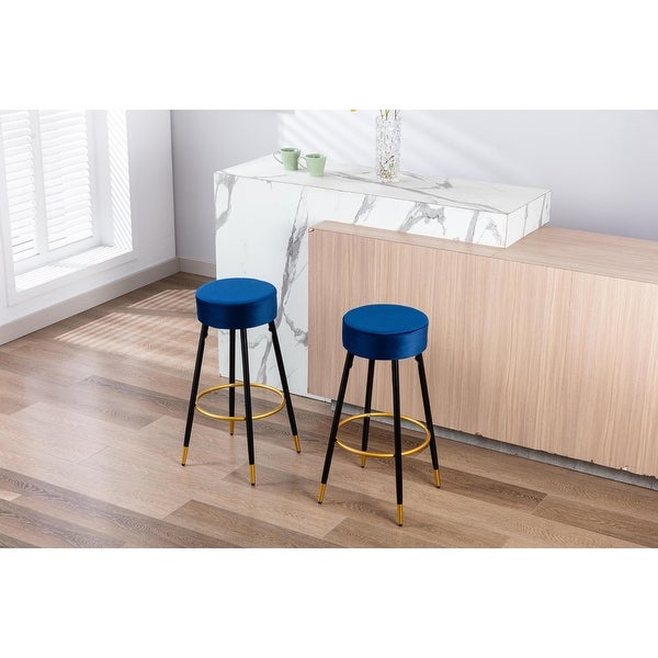 30.11 in. Set of 2 Metal Frame Bar Stool with Velvet Seat