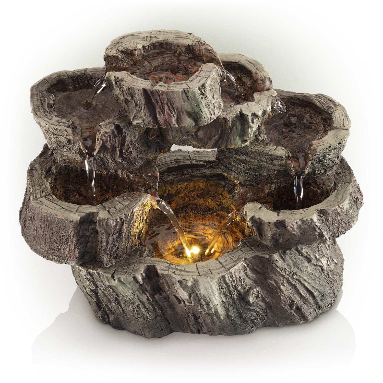 Alpine Corporation Circular Stone Looking Tiered Fountain 9 inch Tall  Crowdfused