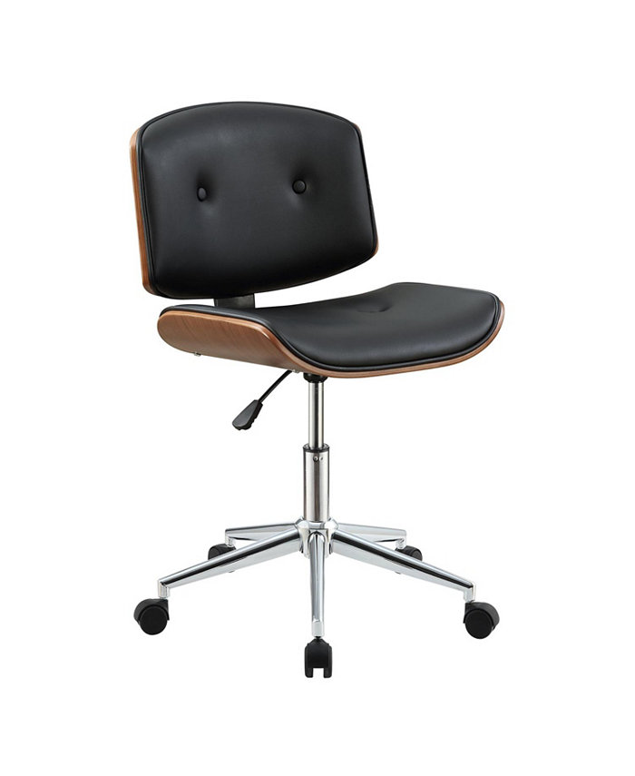 Simple Relax Leatherette Office Chair in Black and Walnut Finish