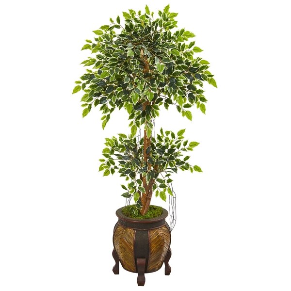 59 Variegated Ficus Artificial Tree in Decorative Planter