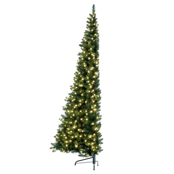 Vickerman 7.5' x 50 Chapel Pine Artificial Christmas Half Tree，Warm White Duralit LED Lights