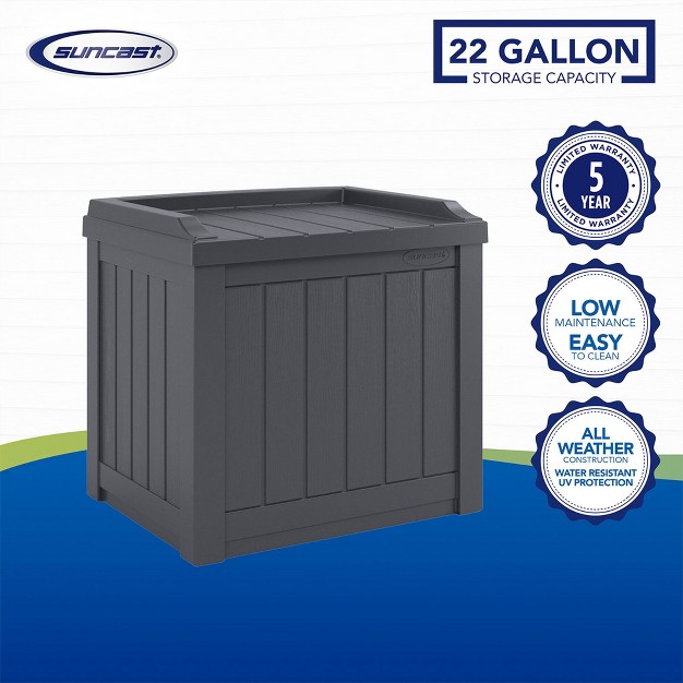 Suncast 22 gallon Indoor Or Outdoor Backyard Patio Small Storage Deck Box With Attractive Bench Seat And Reinforced Lid Cyberspace 2 Pack